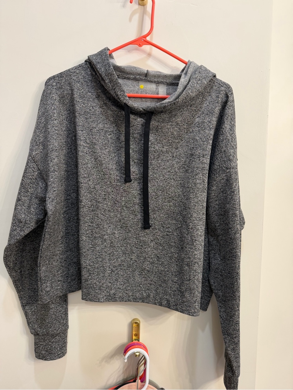 Zella Women's Heather Gray Cropped Cowl Pullover